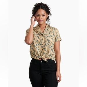 Kuhl Elsie Honeycomb Floral Button Down Tie Front Top Womens Size Medium
